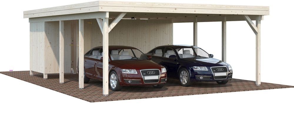 Carport Karl (Bästa Dubbel carport med förråd som byggsats)